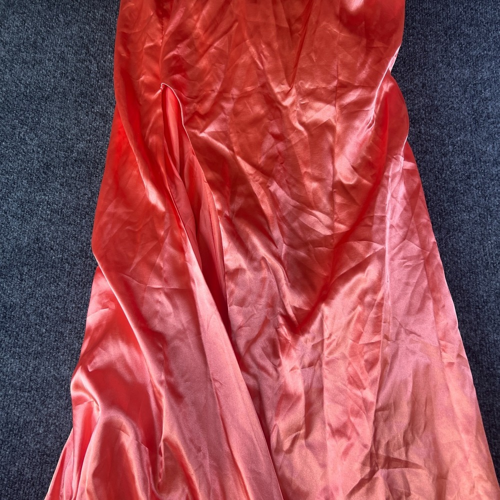 Hebeos Cocktail Wedding Prom Dress Womens 8‎ Coral Satin Criss Cross Back Party - Picture 3 of 10